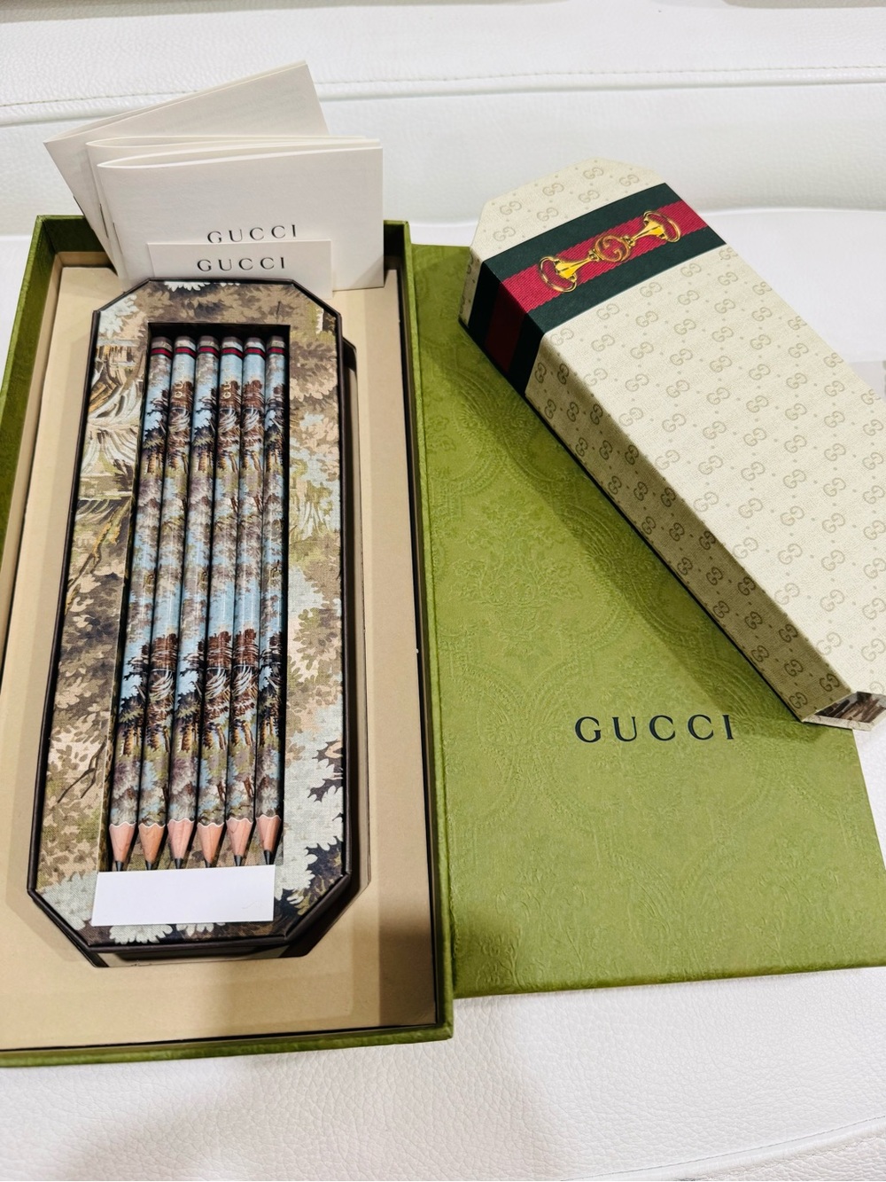 Gucci Green and Blue Design Decorative Pencil Set in Box
